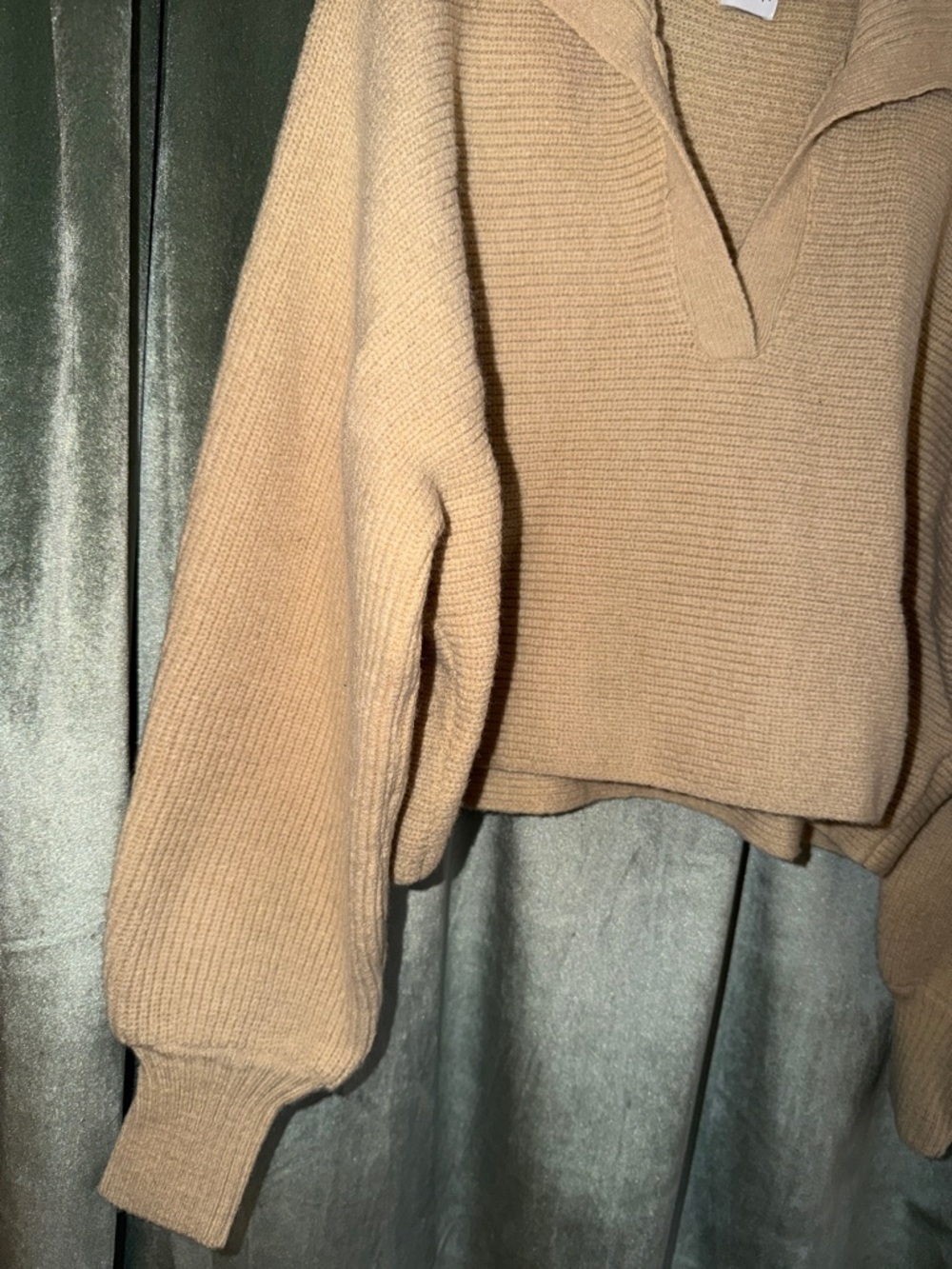 Princess Polly Beige Ribbed V-Neck Sweater - Picture 3 of 4